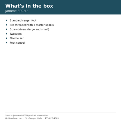 What's in the box - Janome 8002D Serger