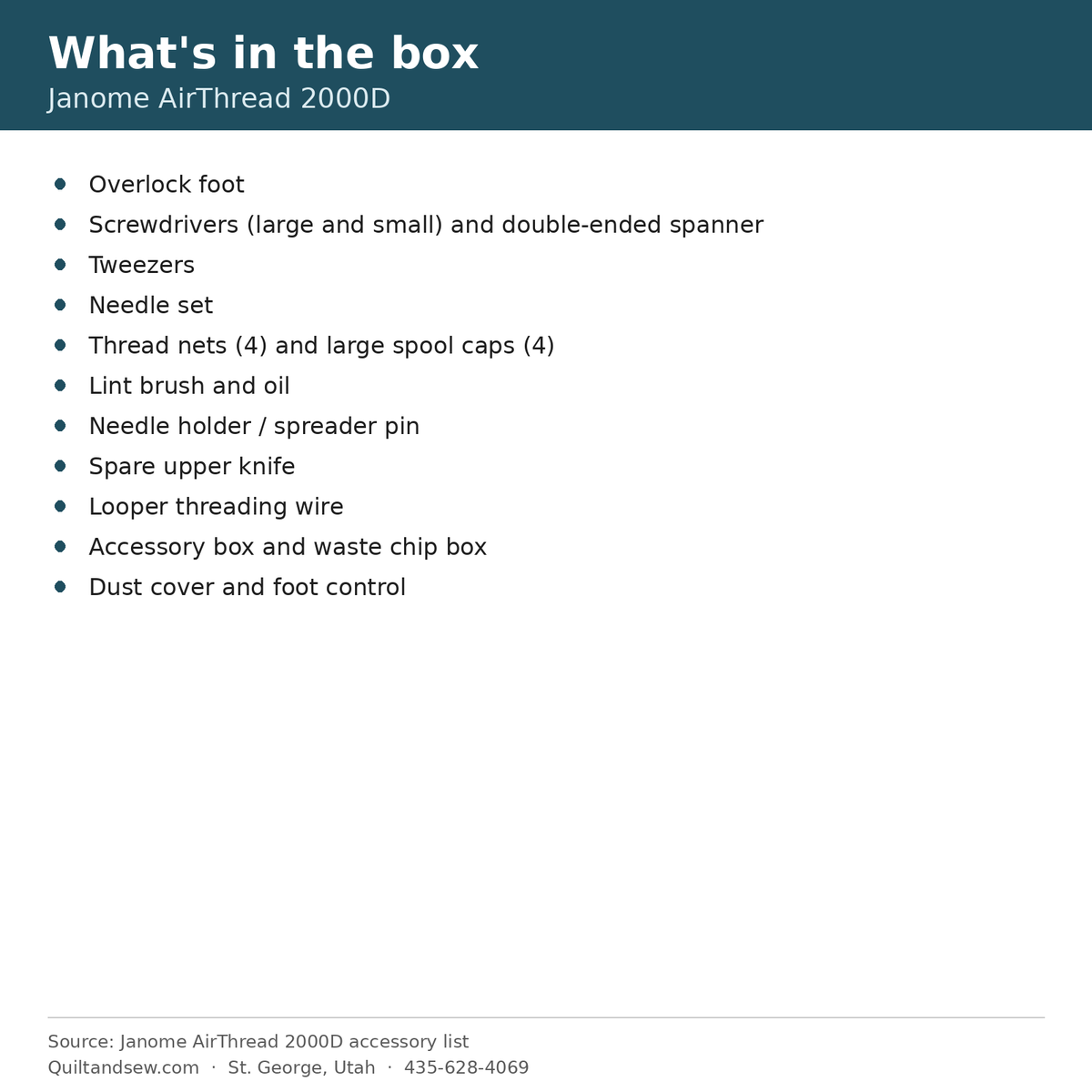 What's in the box - Janome AirThread 2000D Serger