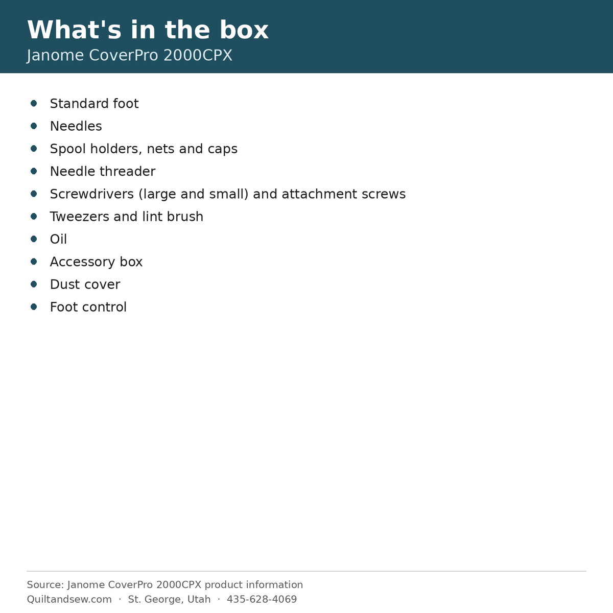 What's in the box - Janome CoverPro 2000CPX