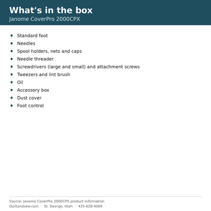 What's in the box - Janome CoverPro 2000CPX