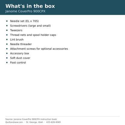 What's in the box - Janome CoverPro 900CPX
