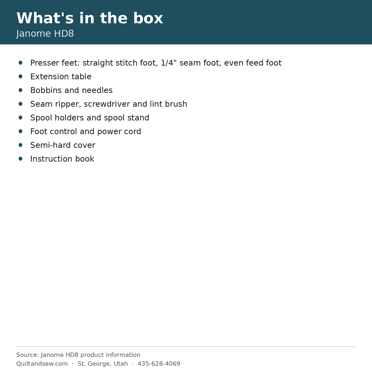 What's in the box - Janome HD8