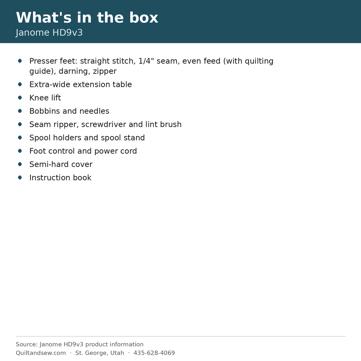 What's in the box - Janome HD9v3