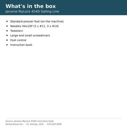 What's in the box - Janome MyLock 454D Serger