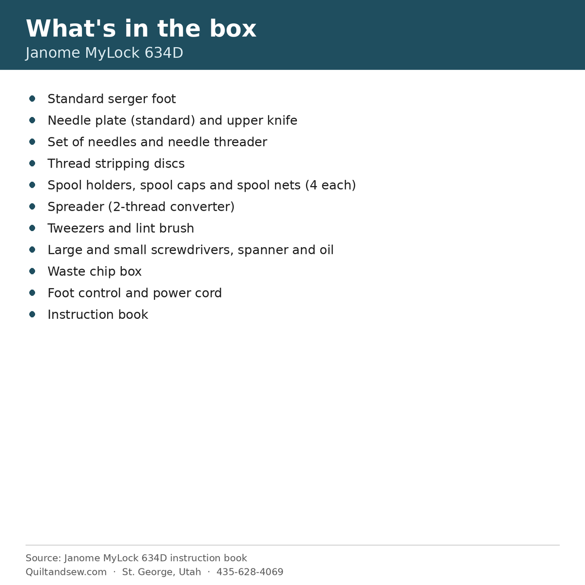 What's in the box - Janome MyLock 634D