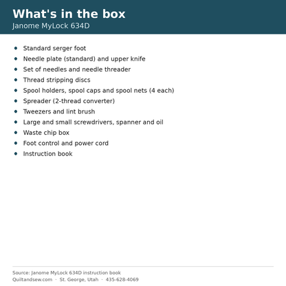 What's in the box - Janome MyLock 634D