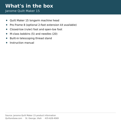 What's in the box - Janome Quilt Maker 15