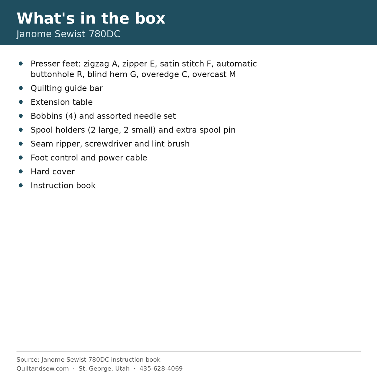 What's in the box - Janome Sewist 780DC