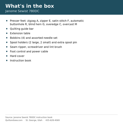What's in the box - Janome Sewist 780DC