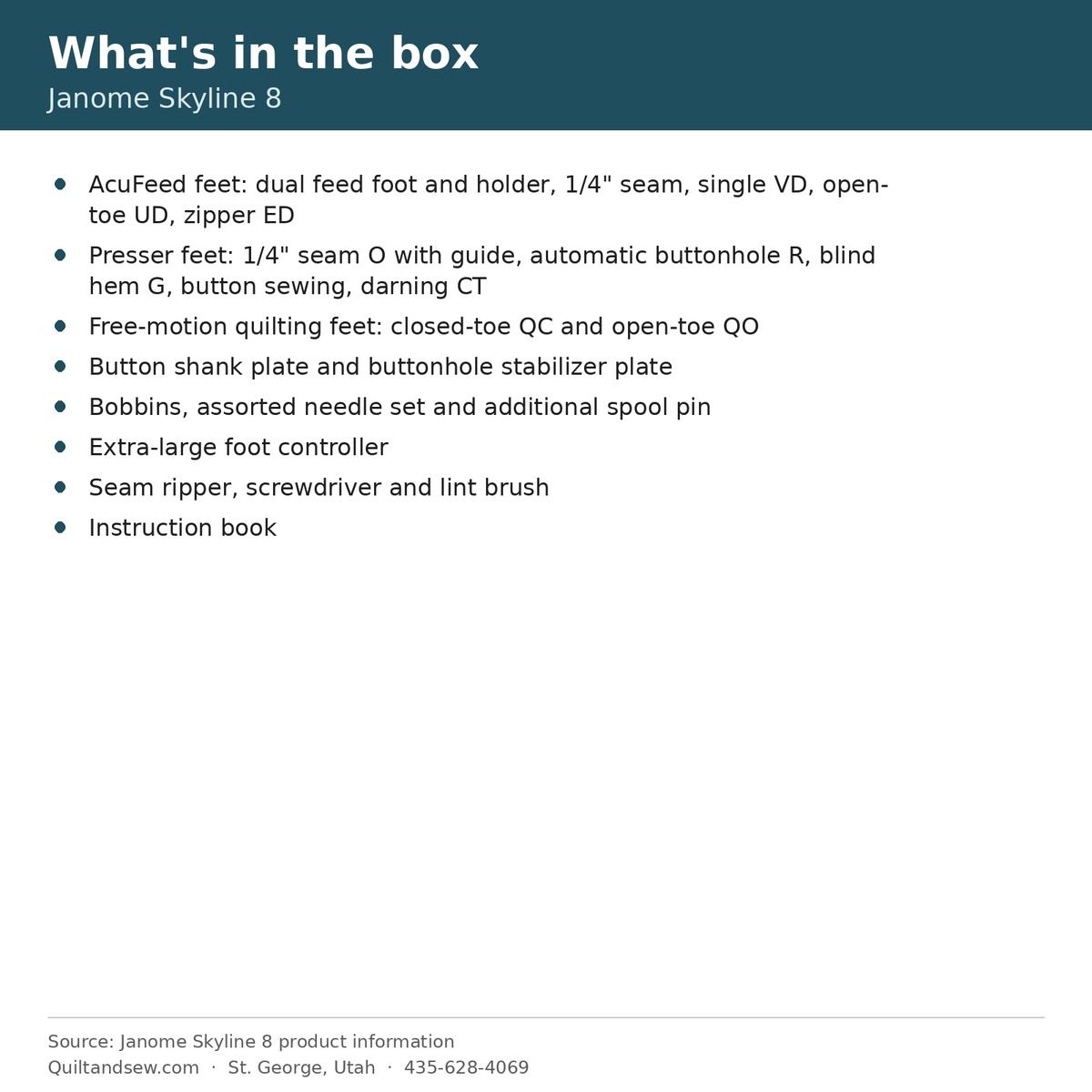 What's in the box - Janome Skyline 8