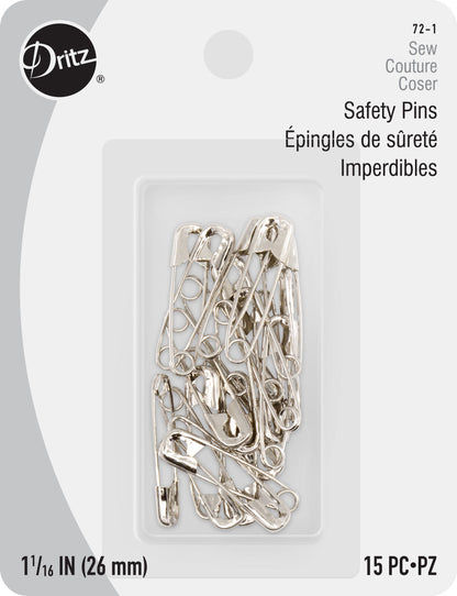 Dritz 1 1/16" Nickel Saftey pins 15ct.