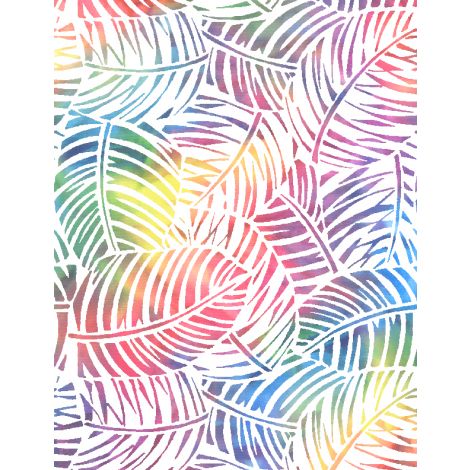 Wilmington Prints Palm Leaves White Multi 108" Wide Back - sold by the 1/4 yard