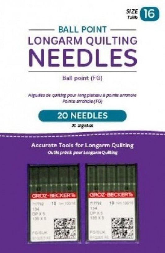 HQ Ball Point Longarm Needles – 20ct. (16/100-FG, Ball Point)