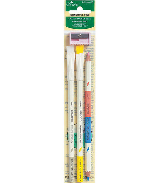 Clover Fine Chacopel Pencil Set with Sharpener 3pc