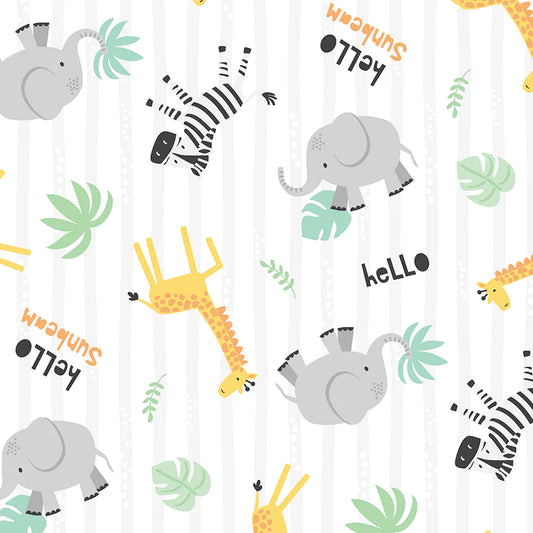 Wilmington Prints Hello Sunbeam Large Animal Toss White 24502-175