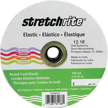 Stretchrite 144-Yard Black Round Elastic Cord Spool