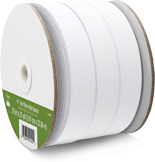 Dritz Non-Roll Knit Elastic, White, 3/4-Inch