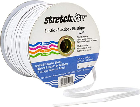 Stretchrite 1/4 Inch Braided Polyester Elastic