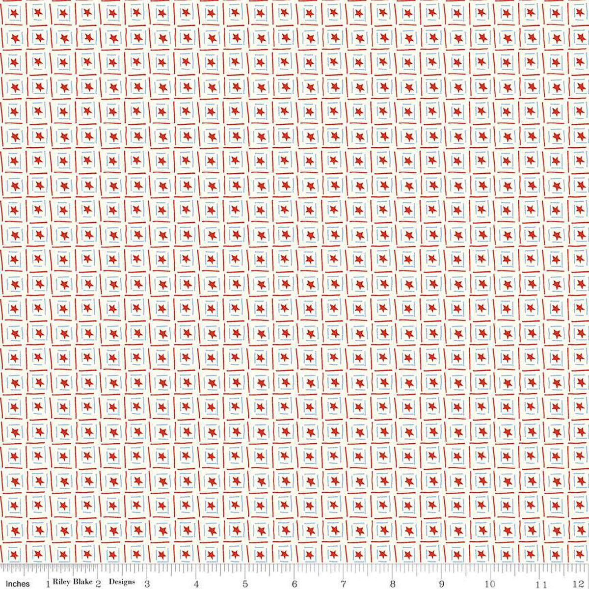 Red White & Bang! Boxed Stars Cream by Riley Blake - Sold by the 1/4yd