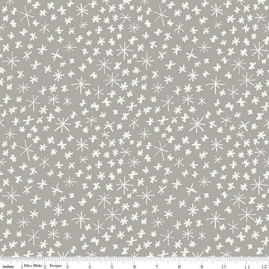 Nice Ice Baby Snowflakes Gray Designer Flannel by Riley Blake - Sold by the 1/4yd