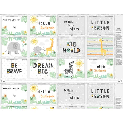 Wilmington Prints Hello Sunbeam Grey 24" Book Panel 24500-917