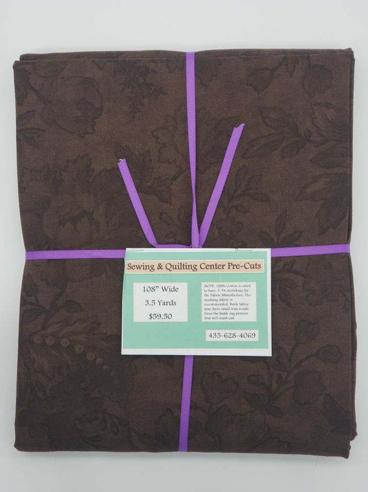 108" Pre-Cut Dark Brown Floral 3.5 yards