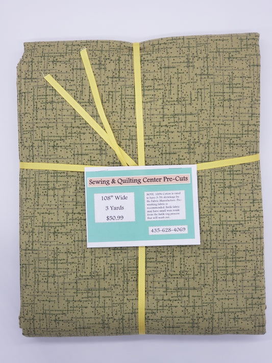 108" Pre-Cut Olive Lines 3 yards