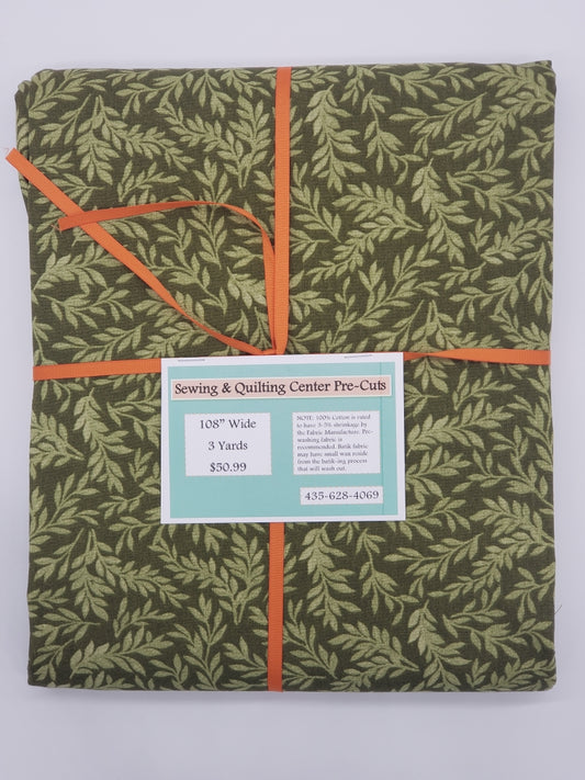108" Pre-Cut Dark Green Leaf 3 yards
