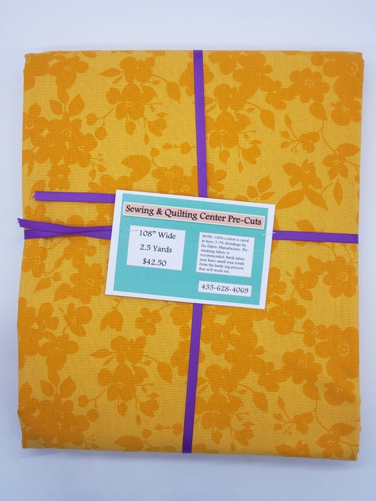 108" Pre-Cut Gold Floral 2.5 yards