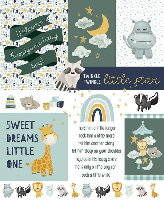 Welcome Baby Boy Panel Hunter Its' A Boy by Riley Blake - Sold by the 1/4yd