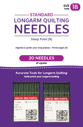 HQ Standard Longarm Needles Size 18 (18/110-R, Sharp) - 2 Pack