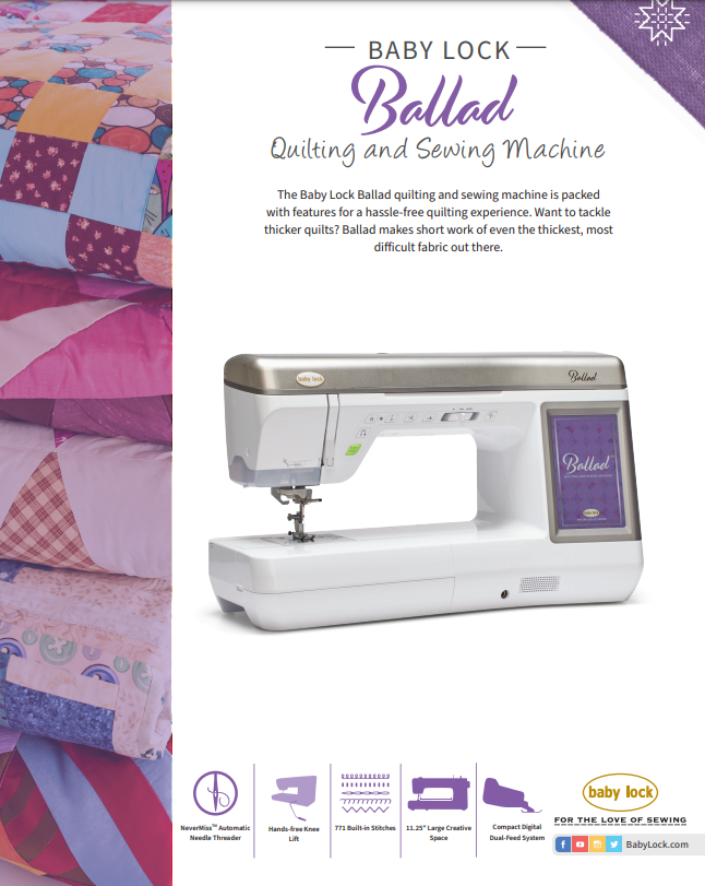 Baby Lock Ballad Quilting and Sewing Machine