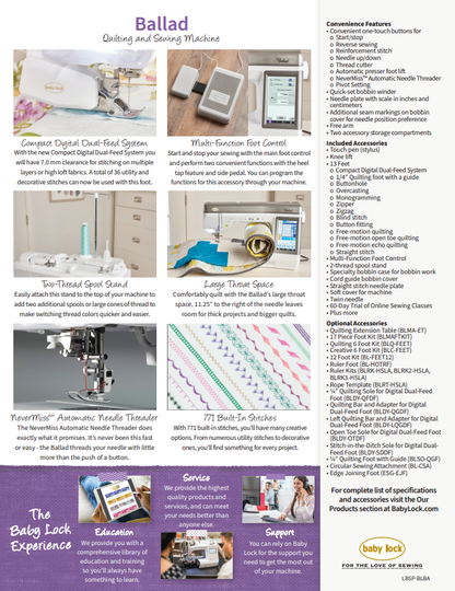 Baby Lock Ballad Quilting and Sewing Machine