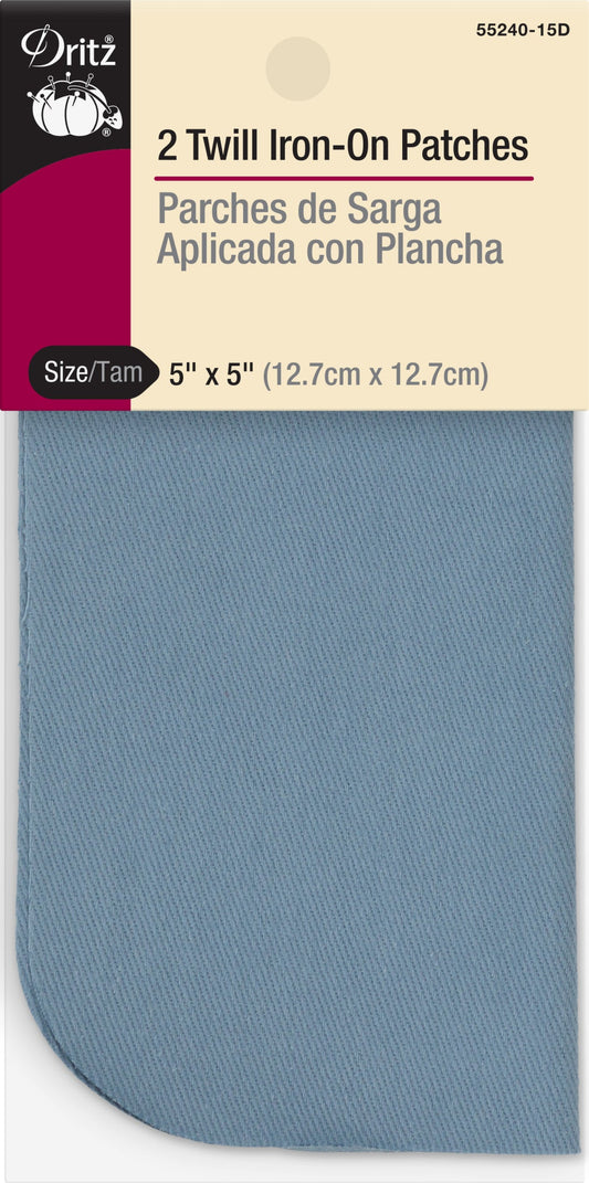 DRITZ TWILL IRON-ON PATCHES, 5" X 5", 2 PC