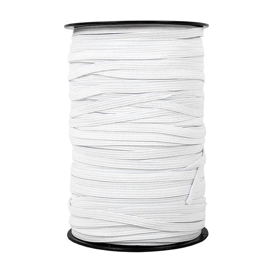 1/4" Narrow White Braided Elastic Stretch - White (Ganel-B-14W)