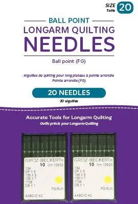 HQ Ball Point Longarm Needles - 20ct. (20/125-FG, Ball Point)